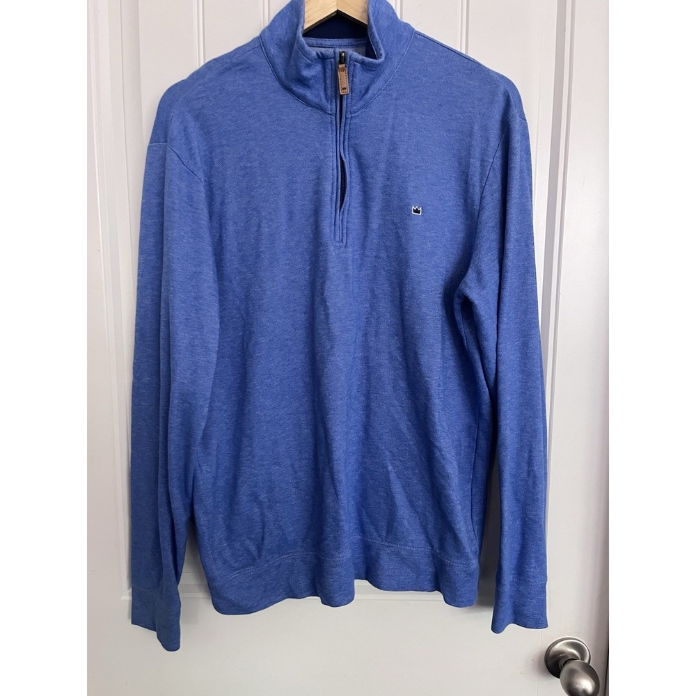 Crown & Ivy Mens Medium Blue Long Sleeve Quarter Zip‎ Sweatshirt Golf Shirt 527